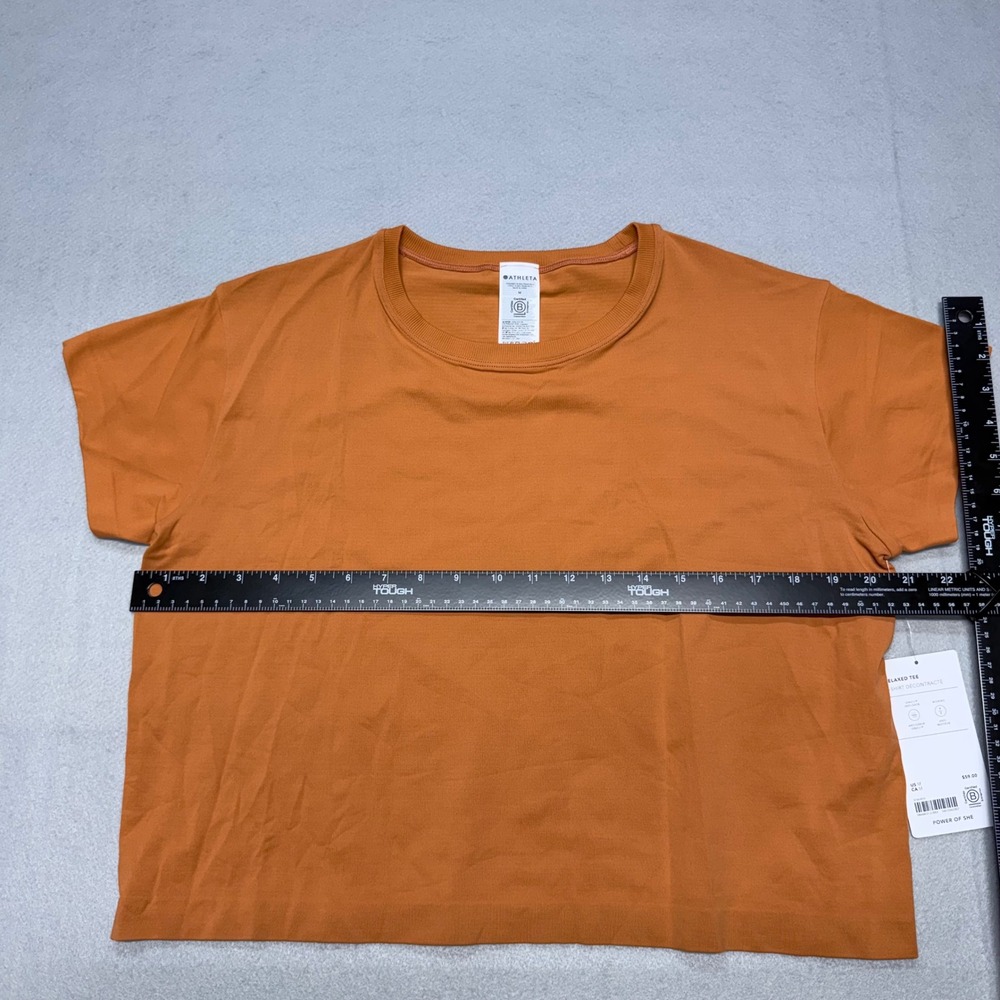 NWT Athleta Relaxed Tee Womens Medium Orange Short Sleeve Wicking Crop NEW - Picture 6 of 12